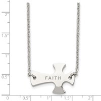 Chisel Stainless Steel Polished Faith Sideways Cross on a Cable Chain Necklace, 19" view 5