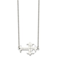 Chisel Stainless Steel Brushed and Polished Flame Design Sideways Cross on a Cable Chain Necklace, 21" view 3