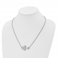 Chisel Stainless Steel Brushed and Polished Flame Design Sideways Cross on a Cable Chain Necklace, 21" view 4