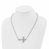 Chisel Stainless Steel Polished Sideways Cross Necklace with Chain on a Cable Chain, 21" view 4