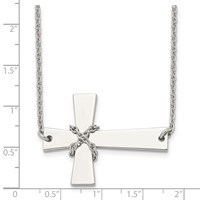 Chisel Stainless Steel Polished Sideways Cross Necklace with Chain on a Cable Chain, 21" view 5