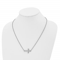 Chisel Stainless Steel Polished Sideways Cross on a Cable Chain Necklace, 21" view 5