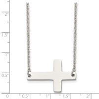 Chisel Stainless Steel Polished Sideways Cross on a Cable Chain Necklace, 21" view 3
