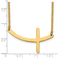 Chisel Stainless Steel Polished Yellow IP-plated Curved Sideways Cross on an Cable Chain Necklace, 18" view 5