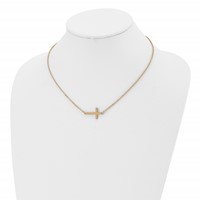 Chisel Stainless Steel Polished Yellow IP-plated Sideways Cross on an Cable Chain Necklace, 18" view 4