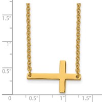 Chisel Stainless Steel Polished Yellow IP-plated Sideways Cross on an Cable Chain Necklace, 18" view 5