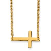 Chisel Stainless Steel Polished Yellow IP-plated Sideways Cross on an Cable Chain Necklace, 18" view 1