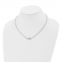 Chisel Stainless Steel Polished Sideways Cross on an Cable Chain Necklace, 18" view 4