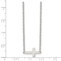 Chisel Stainless Steel Polished Sideways Cross on an Cable Chain Necklace, 18" view 5