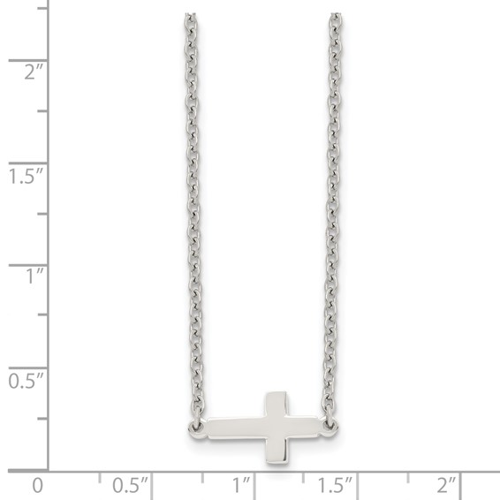 Chisel Stainless Steel Polished Sideways Cross on an 18 inch Cable Chain Necklace