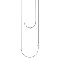 Chisel Stainless Steel Polished Layered Sideways Cross on an Cable Chain Necklace, 18" view 3