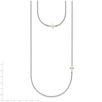 Chisel Stainless Steel Polished Layered Sideways Cross on an Cable Chain Necklace, 18" view 4