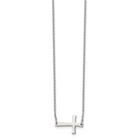 Chisel Stainless Steel Polished Sideways Cross on a Cable Chain Necklace, 16" view 3