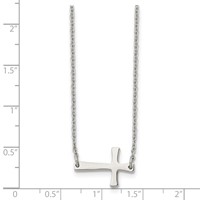 Chisel Stainless Steel Polished Sideways Cross on a Cable Chain Necklace, 16" view 5