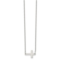 Chisel Stainless Steel Polished Sideways Cross on a Cable Chain Necklace, 16" view 3