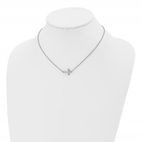Chisel Stainless Steel Polished Sideways Cross on a Cable Chain Necklace, 16" view 4