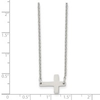 Chisel Stainless Steel Polished Sideways Cross on a Cable Chain Necklace, 16" view 5