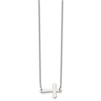 Chisel Stainless Steel Polished Sideways Cross on a Cable Chain Necklace, 17" view 3