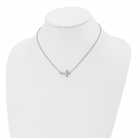 Chisel Stainless Steel Polished Sideways Cross on a Cable Chain Necklace, 17" view 4