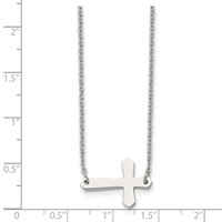 Chisel Stainless Steel Polished Sideways Cross on a Cable Chain Necklace, 17" view 5