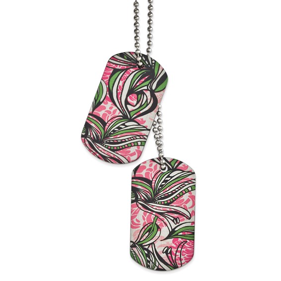 Stainless Steel Zen Garden Military Dog Tag 24in Necklace