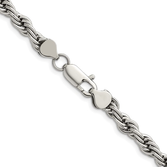 Stainless Steel Polished 6mm 18in Rope Chain