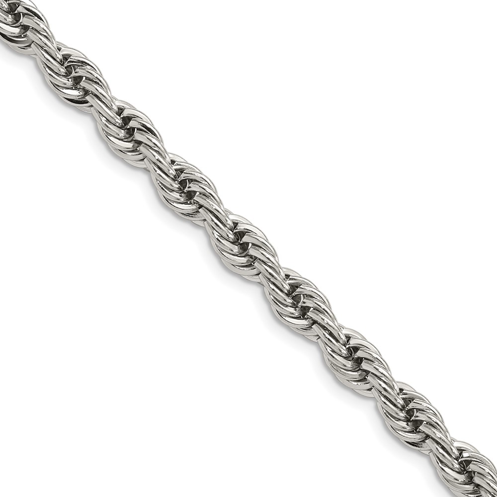 Chisel Stainless Steel Polished 6mm Rope Chain, 20"