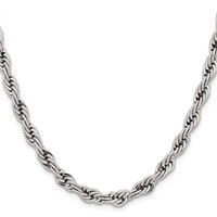Chisel Stainless Steel Polished 7mm Rope Chain, 16" view 2