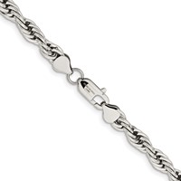 Chisel Stainless Steel Polished 7mm Rope Chain, 16" view 3