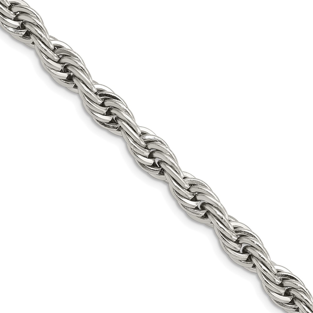Chisel Stainless Steel Polished 7mm Rope Chain, 16"