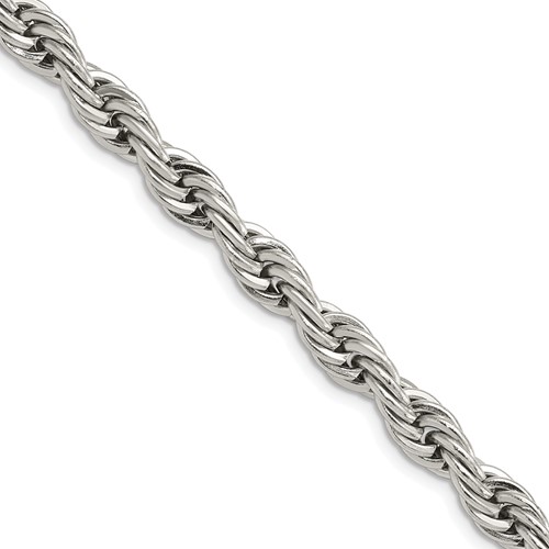 Chisel Stainless Steel Polished 7mm Rope Chain, 16"