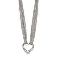 Chisel Stainless Steel Polished Heart on a Cable Chain Multi Strand Necklace, 17" view 3