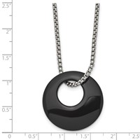 Chisel Stainless Steel Polished Black Onyx Circle Pendant on an Box Chain Necklace, 18" view 5