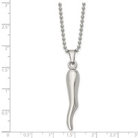 Chisel Stainless Steel Polished Italian Horn Pendant on a Ball Chain Necklace, 22" view 5