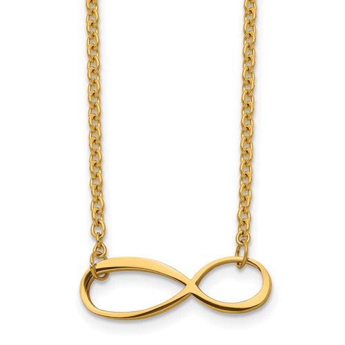 Chisel Stainless Steel Polished Yellow IP-plated Infinity Symbol on a Cable Chain Necklace, 20"
