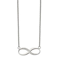 Chisel Stainless Steel Polished Infinity Symbol Necklace with CZ on a Cable Chain, 20" view 1
