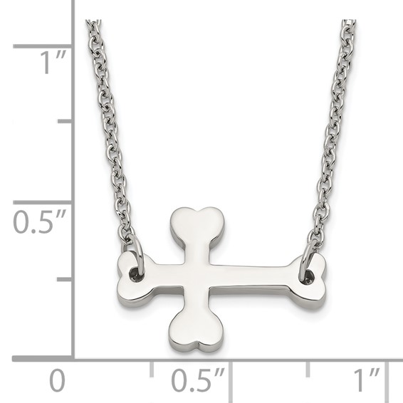 Stainless Steel Polished Sideways Cross Necklace