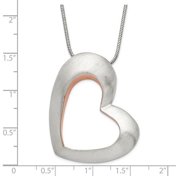 Stainless Steel Brushed & Pink IP-plated Heart Necklace