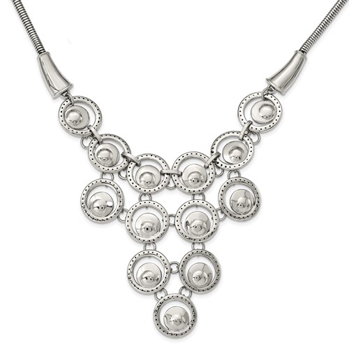 Stainless Steel Polished Multi-circle Necklace with 2in Ext, 19"