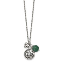 Stainless Steel Antiqued and Polished Synthetic Jade with Necklace, 20" view 3