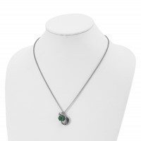 Stainless Steel Antiqued and Polished Synthetic Jade with Necklace, 20" view 4