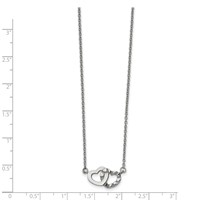 Chisel Stainless Steel Polished and Textured Interlocking Hearts on an Cable Chain Necklace, 18" view 3