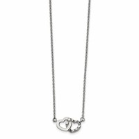 Chisel Stainless Steel Polished and Textured Interlocking Hearts on an Cable Chain Necklace, 18" view 1