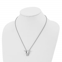 Stainless Steel Brushed Bull Head Necklace, 20" view 4