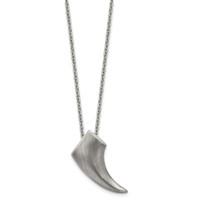 Stainless Steel Antiqued and Brushed Claw Necklace, 20" view 3