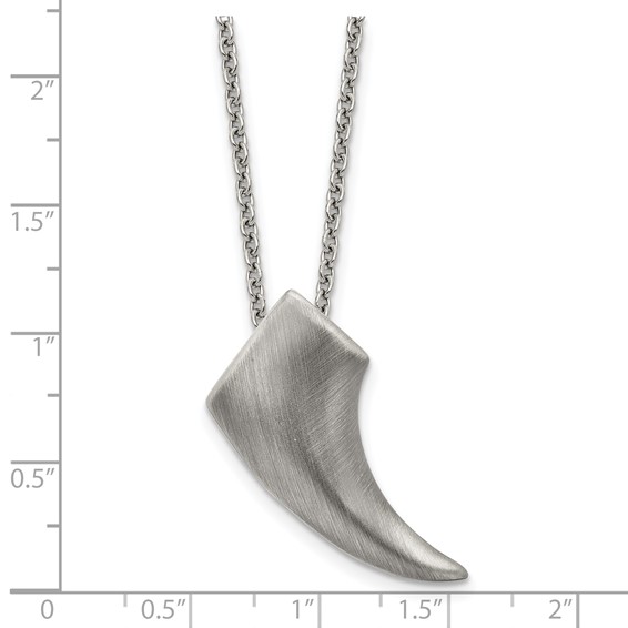 Stainless Steel Antiqued and Brushed Claw 20 inch Necklace