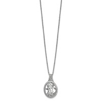 Chisel Stainless Steel Brushed and Polished Crystal Oval Pendant on an Cable Chain Necklace, 18" view 2