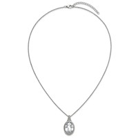 Chisel Stainless Steel Brushed and Polished Crystal Oval Pendant on an Cable Chain Necklace, 18" view 5