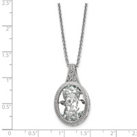 Chisel Stainless Steel Brushed and Polished Crystal Oval Pendant on an Cable Chain Necklace, 18" view 4