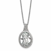 Chisel Stainless Steel Brushed and Polished Crystal Oval Pendant on an Cable Chain Necklace, 18" view 1